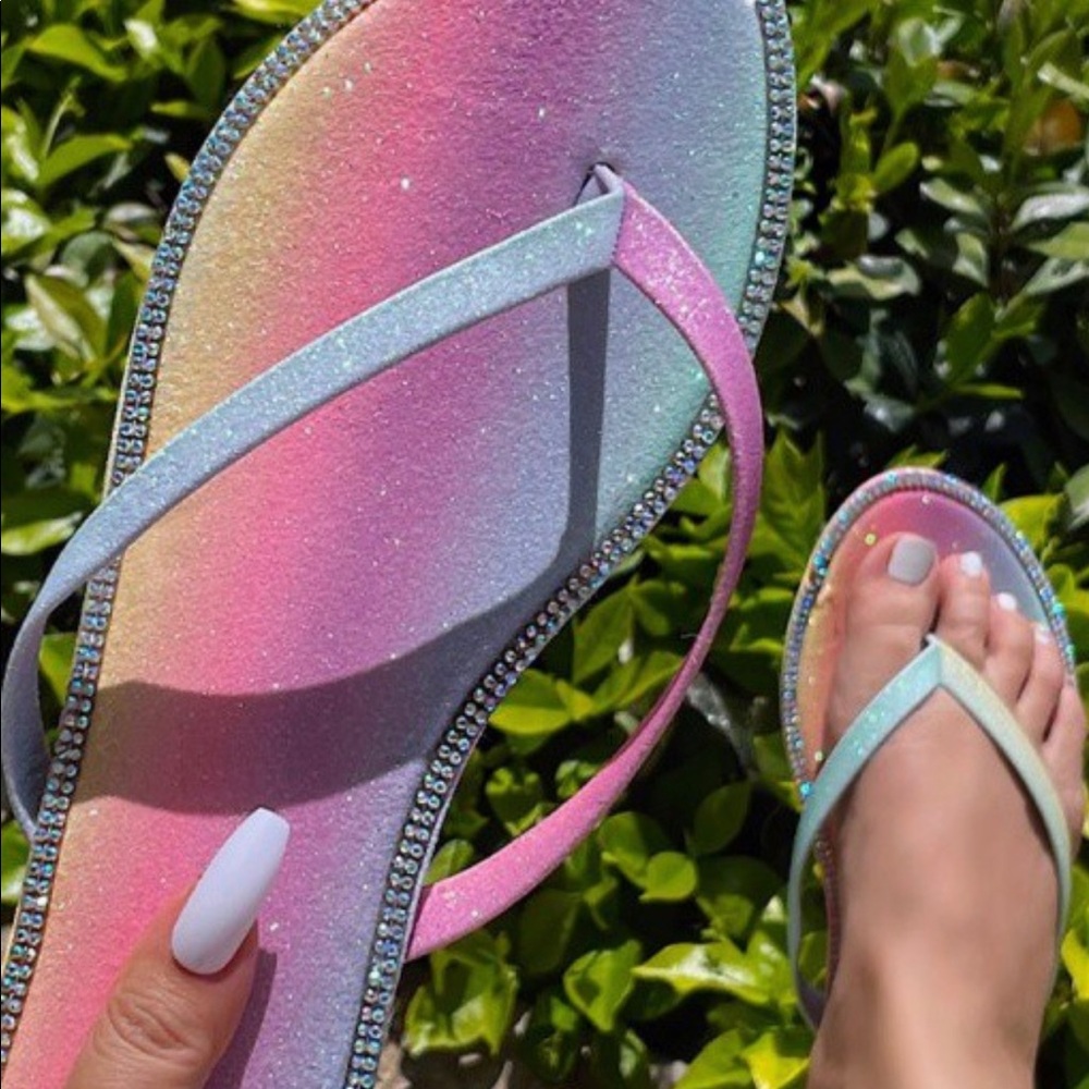 Rainbow thong sandals
